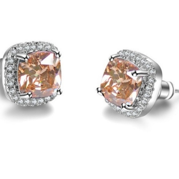New 2 for $30 Princess Cut Champagne Topaz and CZ - Picture 2 of 3